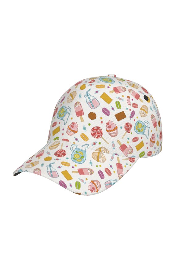 Unisex Dessert Pattern Baseball Cap Unisex Washed Classic Adjustable Hat