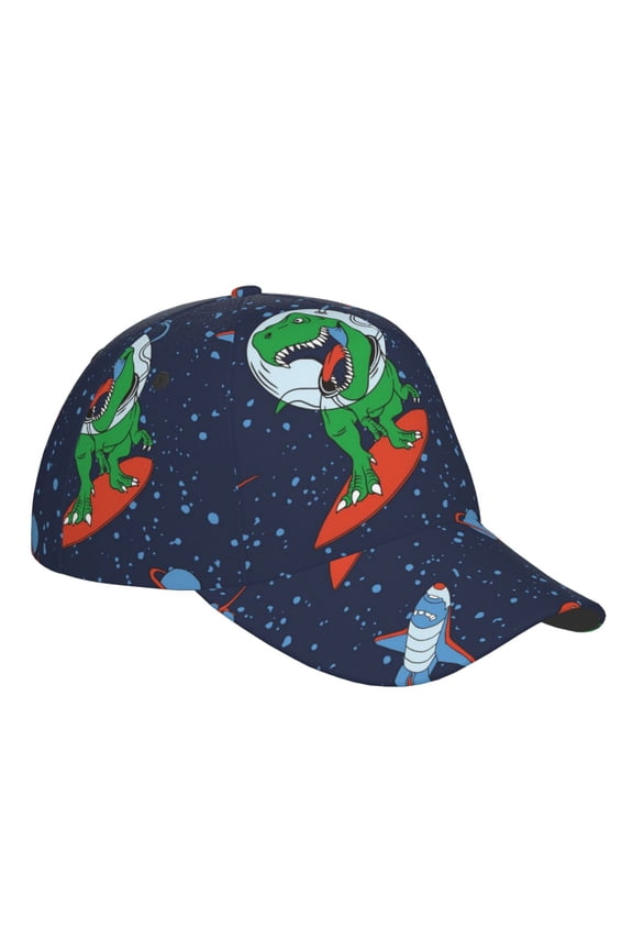 Unisex Dinosaur Astronaut Space Surfing Pattern Baseball Cap Unisex Washed Classic Adjustable Hat
