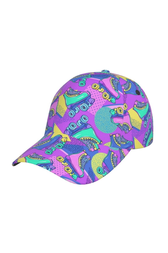 Unisex Disco Roller Skates Pattern Baseball Cap Unisex Washed Classic Adjustable Hat