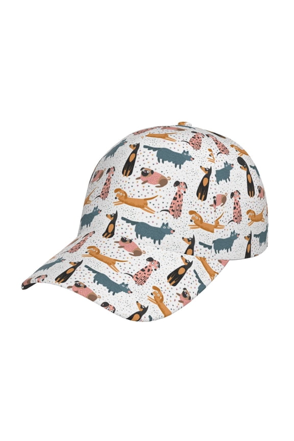 Unisex Dogs Pug Pattern Baseball Cap Unisex Washed Classic Adjustable Hat