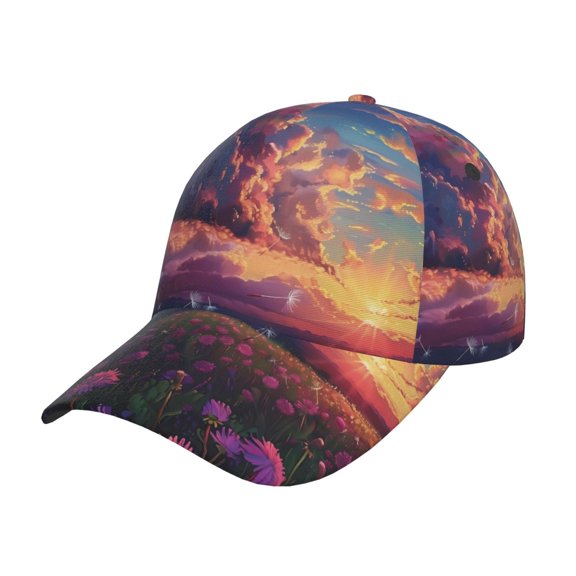 Kdxio Unisex Dreamy Dandelion Sunset Pattern Baseball Cap Unisex Washed Classic Adjustable Hat