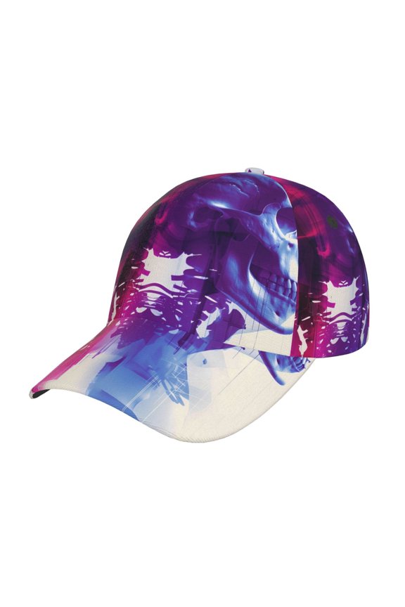 Unisex Dual Skulls Colorful Fusion Pattern Baseball Cap Unisex Washed Classic Adjustable Hat