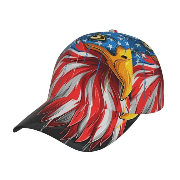 Kdxio Unisex Eagle Head With American Flag Pattern Baseball Cap Unisex Washed Classic Adjustable Hat