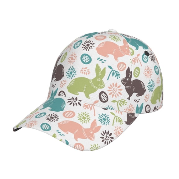 Kdxio Unisex Easter Rabbit Pattern Baseball Cap Unisex Washed Classic Adjustable Hat