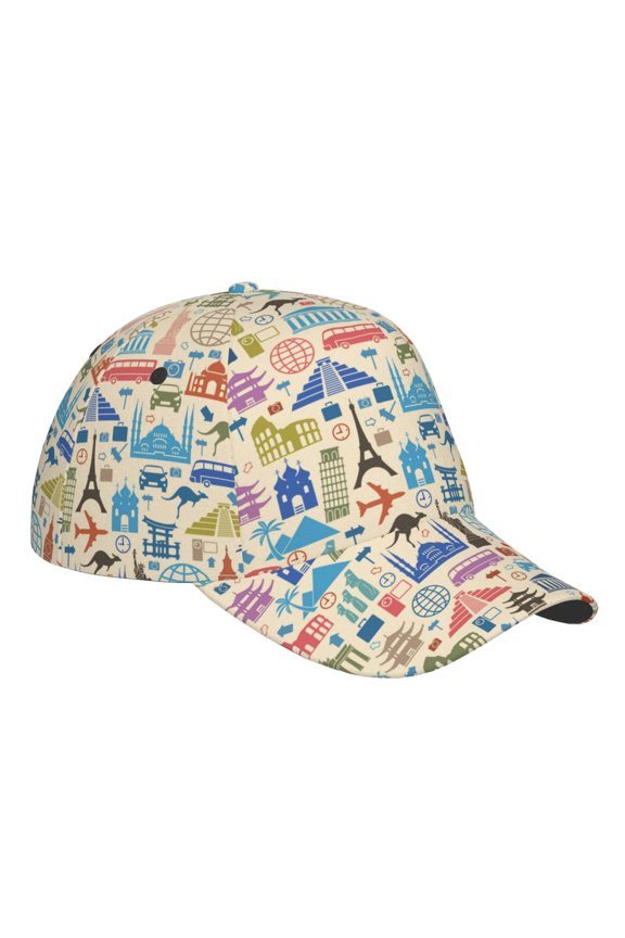 Unisex Famous Places Pattern Baseball Cap Unisex Washed Classic Adjustable Hat