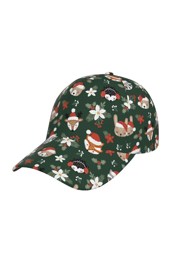 Unisex Festive Forest Friends Pattern Baseball Cap Unisex Washed Classic Adjustable Hat