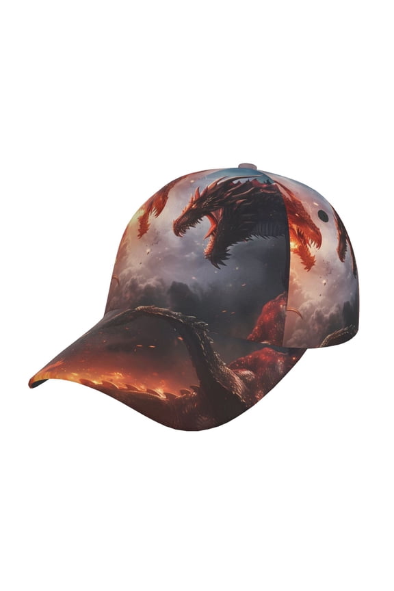 Unisex Fire Sky Dragon Pattern Baseball Cap Unisex Washed Classic Adjustable Hat