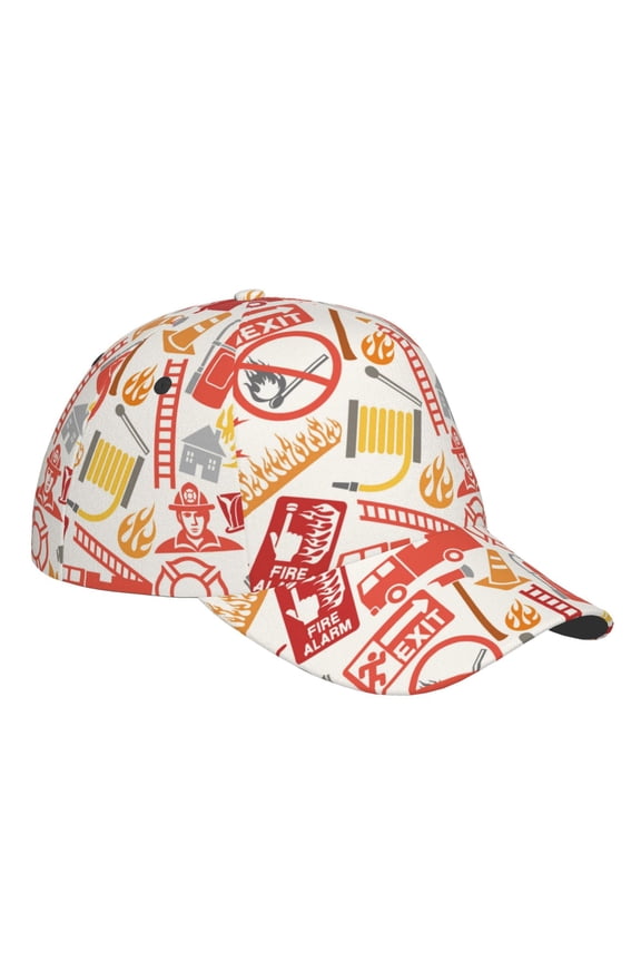 Unisex Firefighter Icons Pattern Baseball Cap Unisex Washed Classic Adjustable Hat
