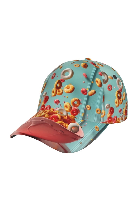 Unisex Floating Colorful Cereal Pattern Baseball Cap Unisex Washed Classic Adjustable Hat