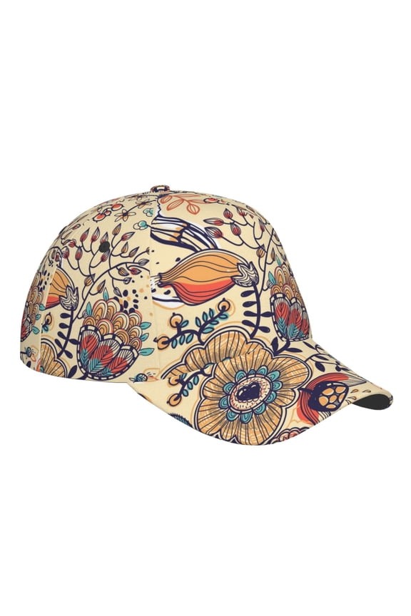 Unisex Floral With Birds Pattern Baseball Cap Unisex Washed Classic Adjustable Hat