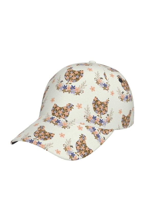 Unisex Flower Chicken Pattern Baseball Cap Unisex Washed Classic Adjustable Hat