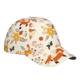 thumbnail image 1 of Kdxio Unisex Flower Fox Pattern Baseball Cap Unisex Washed Classic Adjustable Hat, 1 of 7