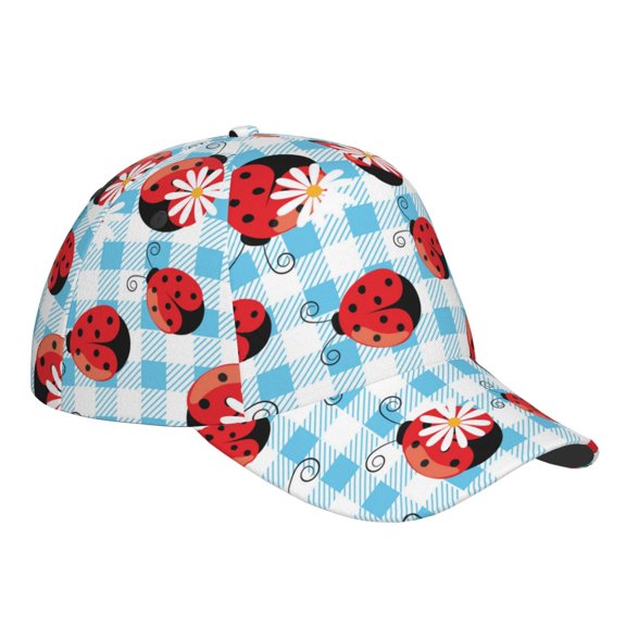 Kdxio Unisex Flowers and Lady Bugs Pattern Baseball Cap Unisex Washed Classic Adjustable Hat