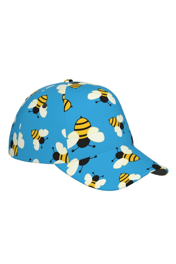 Unisex Flying Bees Pattern Baseball Cap Unisex Washed Classic Adjustable Hat
