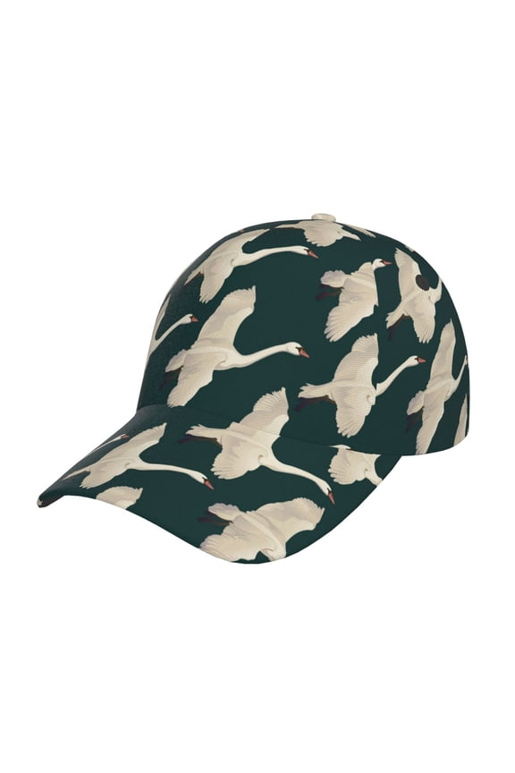 Unisex Flying Swans Pattern Baseball Cap Unisex Washed Classic Adjustable Hat