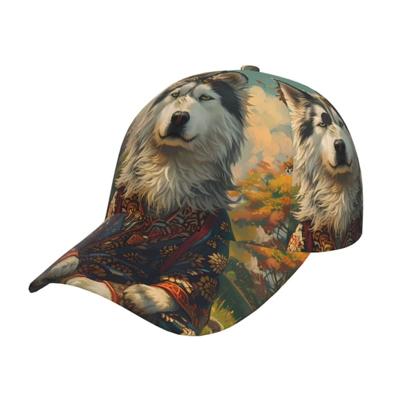 Kdxio Unisex Forest Maple Leaf Husky Pattern Baseball Cap Unisex Washed Classic Adjustable Hat