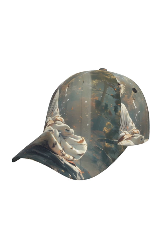 Unisex Forest Meditating White Tiger Pattern Baseball Cap Unisex Washed Classic Adjustable Hat