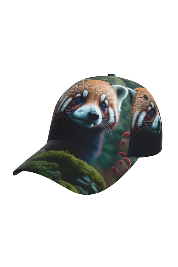 Unisex Forest Plant Raccoon Pattern Baseball Cap Unisex Washed Classic Adjustable Hat