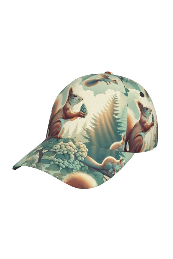 Unisex Forest squirrel surreal Pattern Baseball Cap Unisex Washed Classic Adjustable Hat