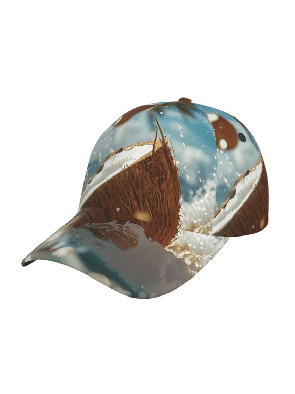 Unisex Fresh Coconut Splash Pattern Baseball Cap Unisex Washed Classic Adjustable Hat