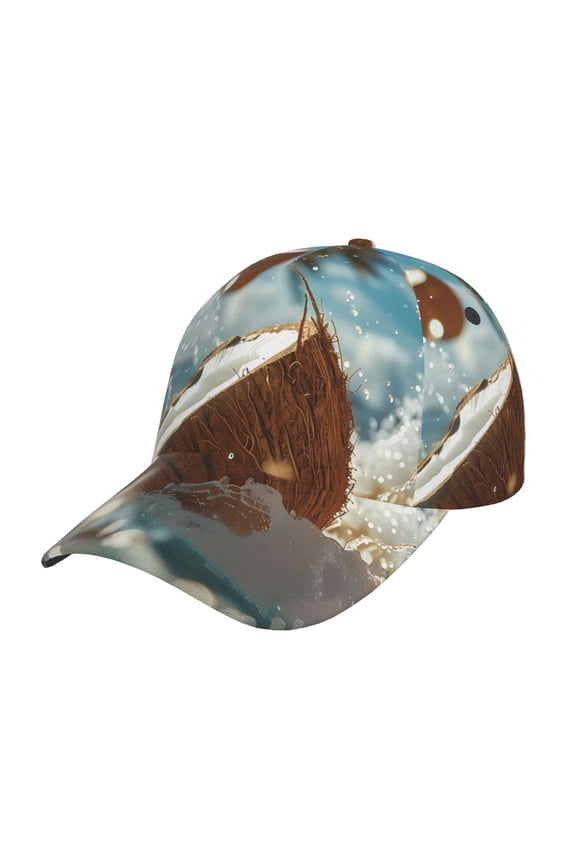 Unisex Fresh Coconut Splash Pattern Baseball Cap Unisex Washed Classic Adjustable Hat