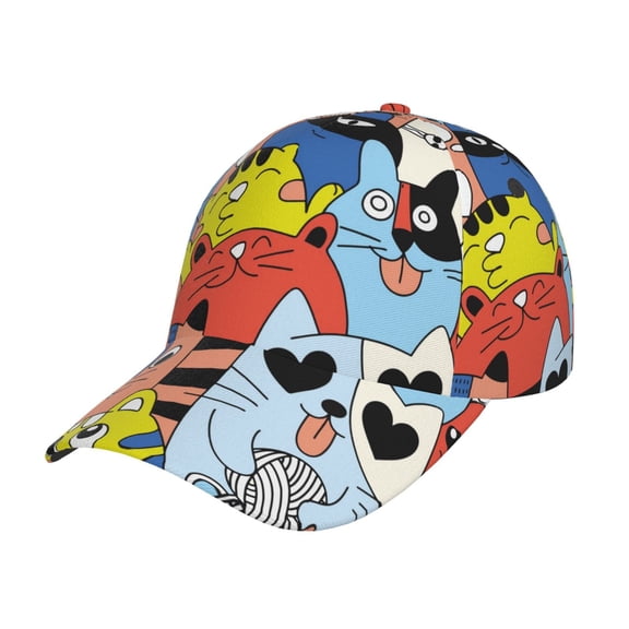Kdxio Unisex Funny Cats Pattern Baseball Cap Unisex Washed Classic Adjustable Hat