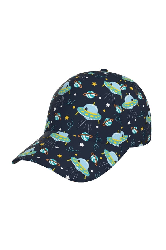 Unisex Galaxy With Ufo Pattern Baseball Cap Unisex Washed Classic Adjustable Hat