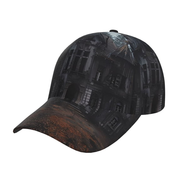 Kdxio Unisex Gloomy Mansion Forest Scene Pattern Baseball Cap Unisex Washed Classic Adjustable Hat