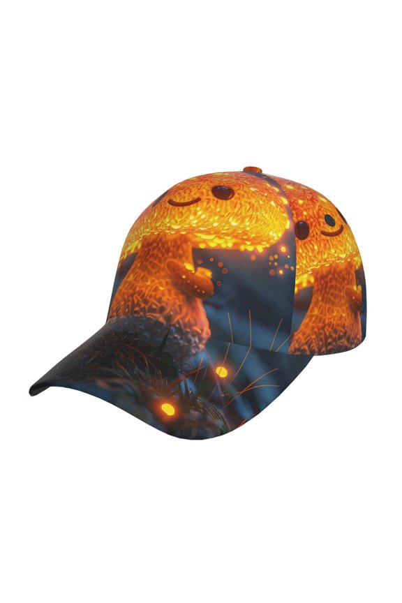 Unisex Glowing Mushroom In Forest Pattern Baseball Cap Unisex Washed Classic Adjustable Hat