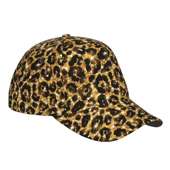 Kdxio Unisex Gold Glitter Leopard Pattern Baseball Cap Unisex Washed Classic Adjustable Hat