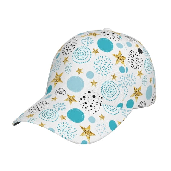 Kdxio Unisex Gold Stars Blue Dots Pattern Pattern Baseball Cap Unisex Washed Classic Adjustable Hat