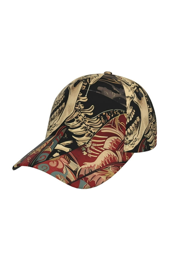 Unisex Gothic Eastern Floral Skull Pattern Baseball Cap Unisex Washed Classic Adjustable Hat