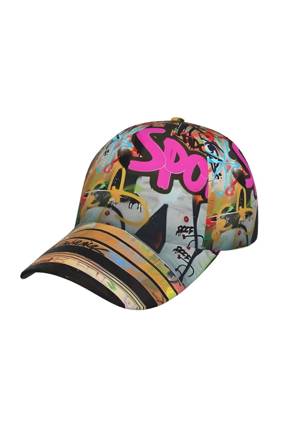 Unisex Graffiti Lamp Urban Scene Pattern Baseball Cap Unisex Washed Classic Adjustable Hat