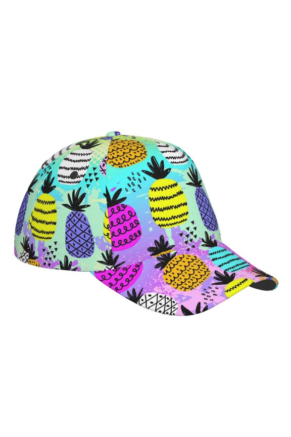 Unisex Graffiti Pineapples Pattern Baseball Cap Unisex Washed Classic Adjustable Hat