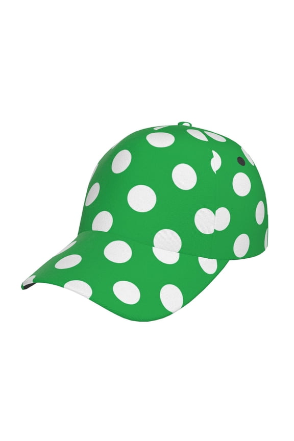 Unisex Green And White Polka Dot Pattern Baseball Cap Unisex Washed Classic Adjustable Hat