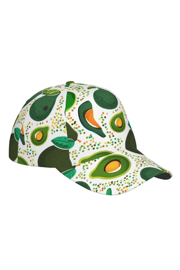 Unisex Green Avocado Pattern Baseball Cap Unisex Washed Classic Adjustable Hat