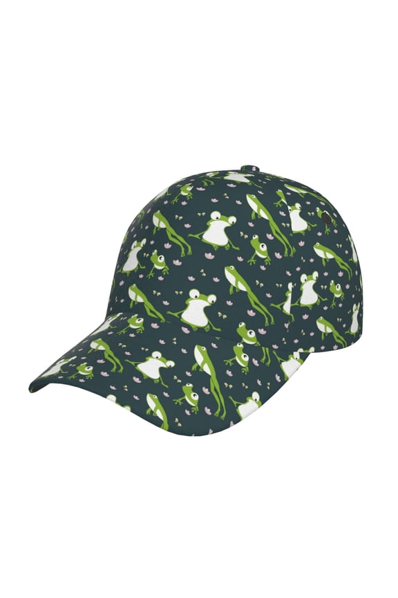 Unisex Green Frogs Pattern Baseball Cap Unisex Washed Classic Adjustable Hat