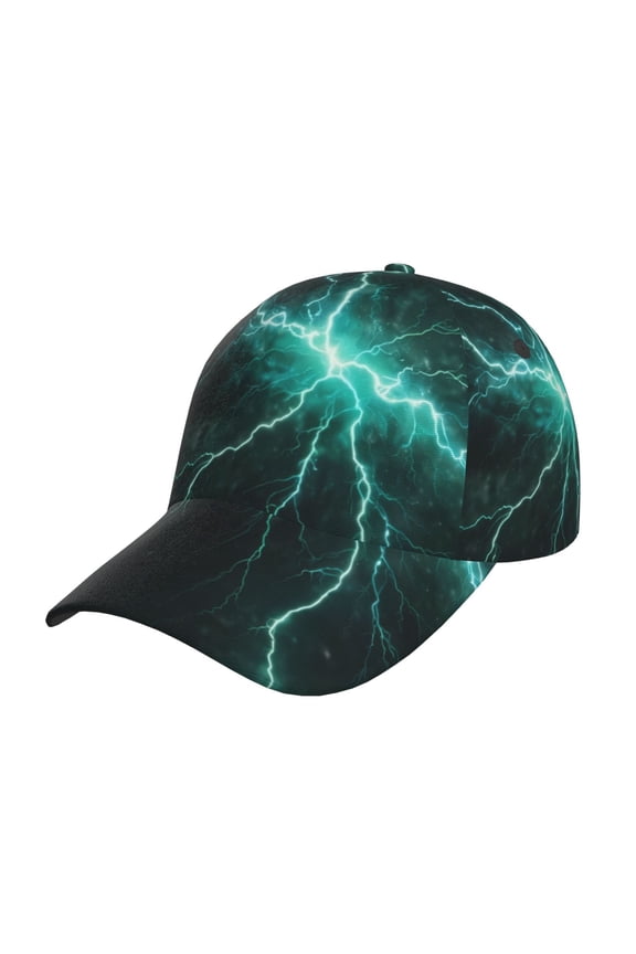 Unisex Green Lightning Flash Pattern Baseball Cap Unisex Washed Classic Adjustable Hat