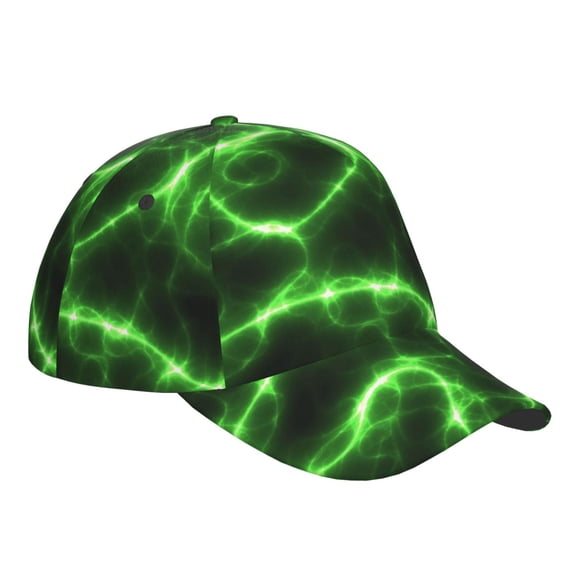 Kdxio Unisex Green Lightning Pattern Baseball Cap Unisex Washed Classic Adjustable Hat