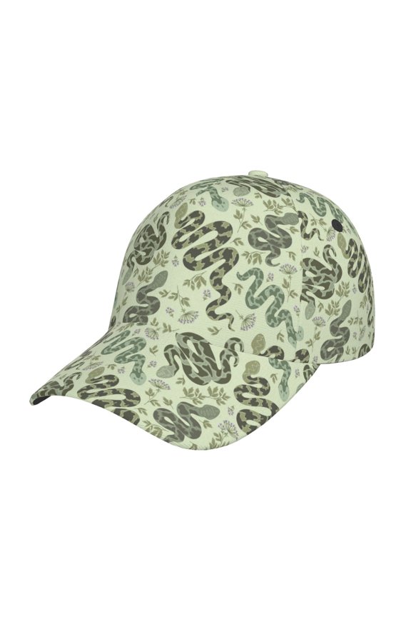 Unisex Green Snake Pattern Baseball Cap Unisex Washed Classic Adjustable Hat