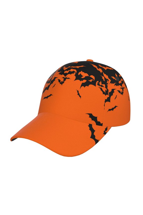 Unisex Halloween With Black Bats Pattern Baseball Cap Unisex Washed Classic Adjustable Hat