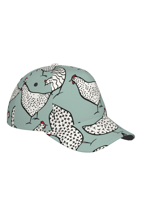Unisex Hand Drawn Chickens Pattern Baseball Cap Unisex Washed Classic Adjustable Hat