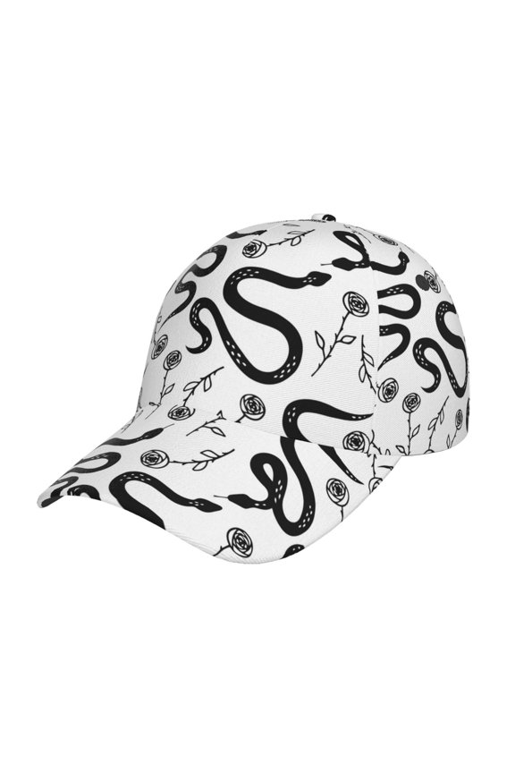 Unisex Hand Drawn Snake Pattern Baseball Cap Unisex Washed Classic Adjustable Hat
