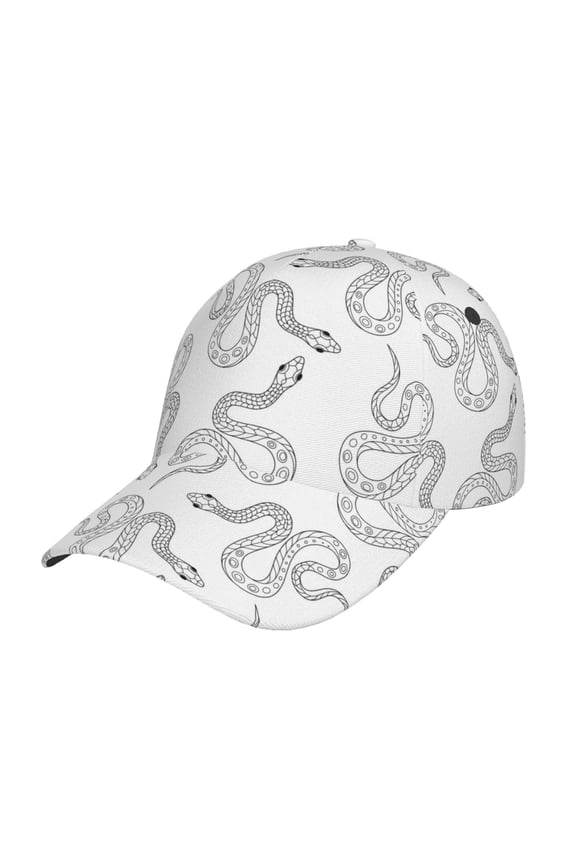 Unisex Hand Drawn Snake Pattern Baseball Cap Unisex Washed Classic Adjustable Hat