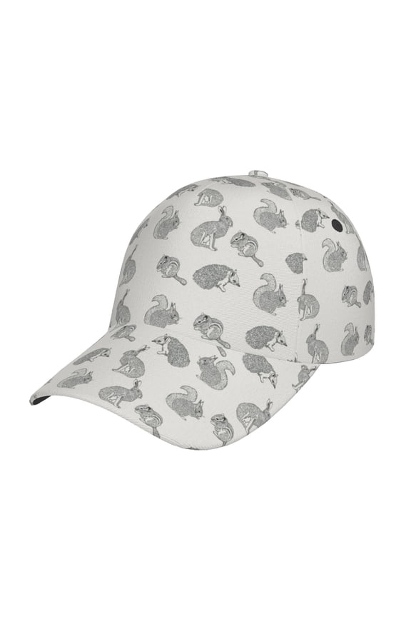 Unisex Hand Drawn Squirrel Pattern Baseball Cap Unisex Washed Classic Adjustable Hat