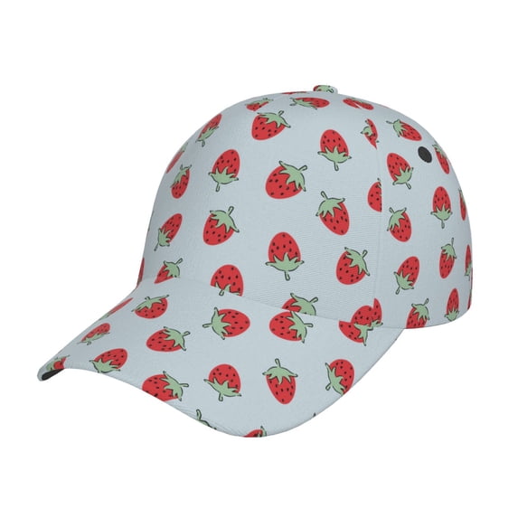Kdxio Unisex Hand Drawn Strawberry Pattern Baseball Cap Unisex Washed Classic Adjustable Hat