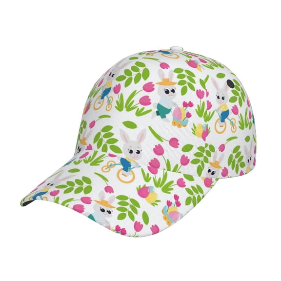 Kdxio Unisex Happy Easter Pattern Baseball Cap Unisex Washed Classic Adjustable Hat