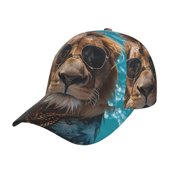 Kdxio Unisex Hawaiian Swimming Lion Pattern Baseball Cap Unisex Washed Classic Adjustable Hat