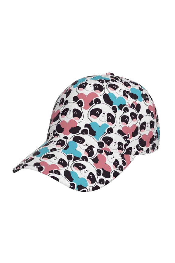 Unisex Heart Panda Pattern Baseball Cap Unisex Washed Classic Adjustable Hat