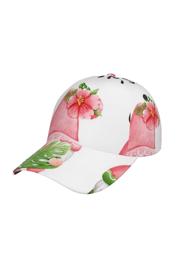 Unisex Hello Summer Gnome Pattern Baseball Cap Unisex Washed Classic Adjustable Hat